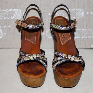 Tribal Print Platform Wedges